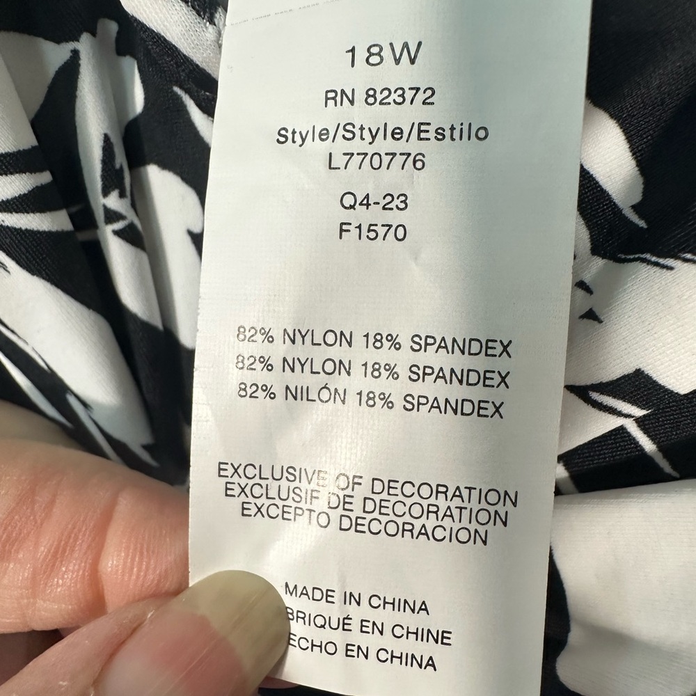 LIsland Escape Women’s Black and White Floral Tankini Top Size 18W EUC - Picture 6 of 8